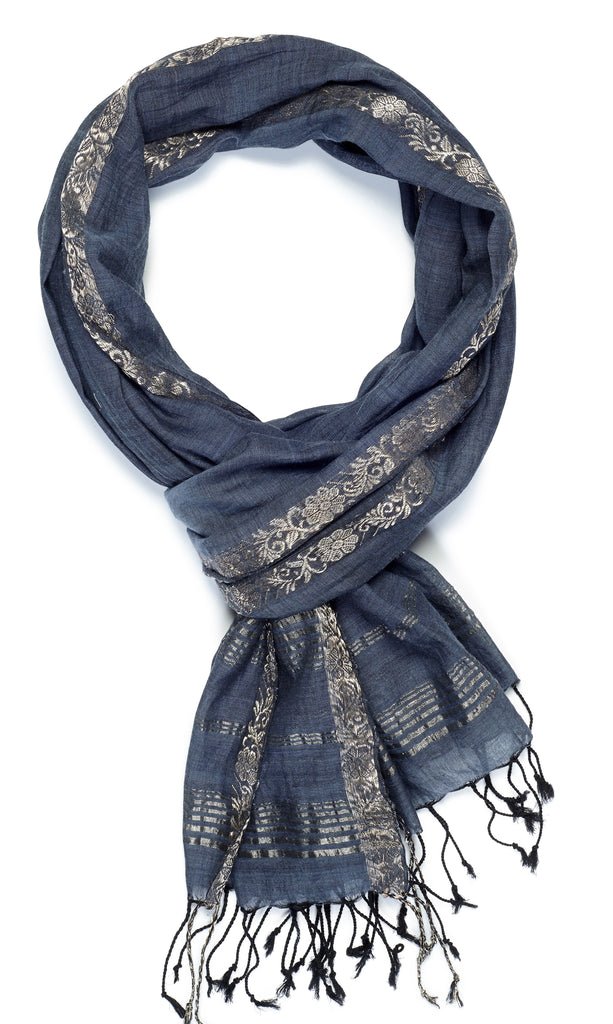 Royal Vine Scarf - Navy